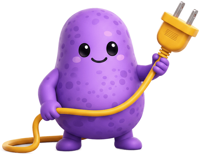The Purple Potato, plugged in and happy